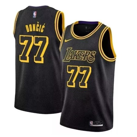 Unisex Los Angeles Lakers #77 Luka Doncic Black Swingman City Edition Jersey